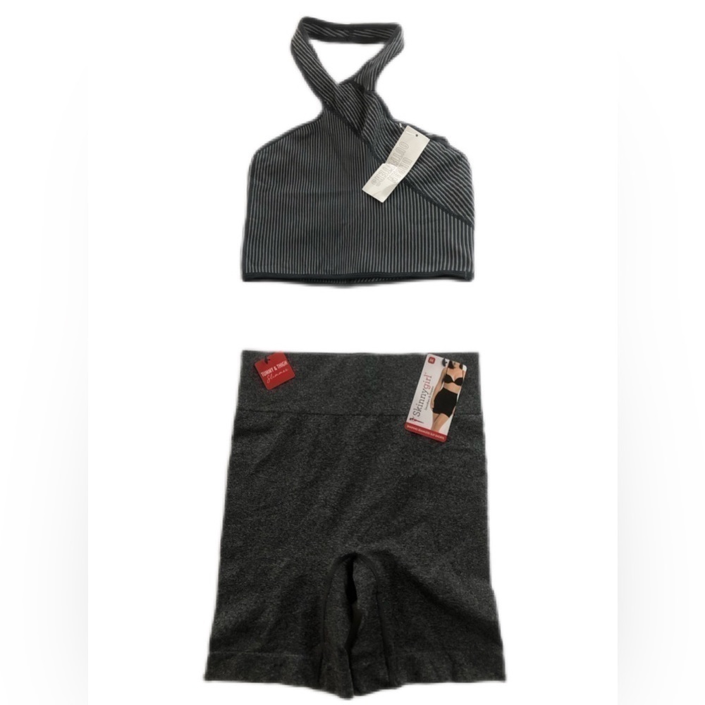 Out From Under Harmony Engineered Rib Halter Bra/Skinny Girl Size M Shapers